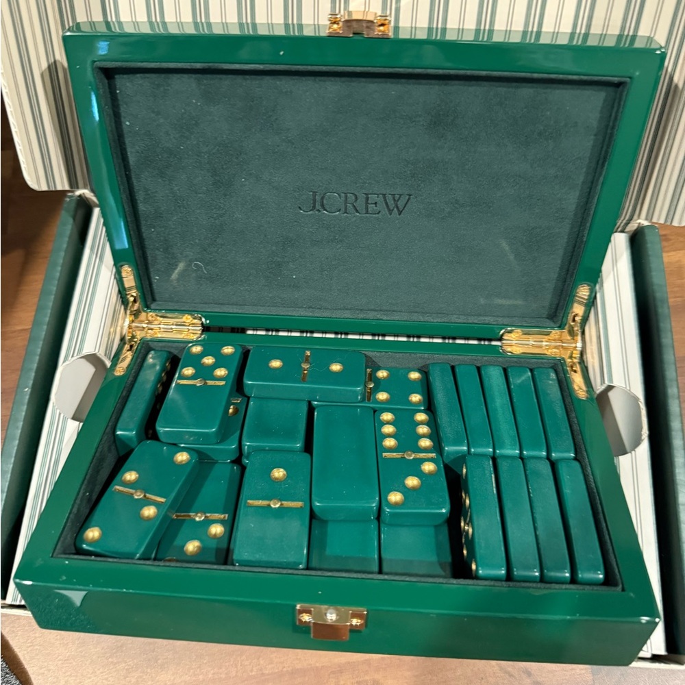 J. Crew Holiday Green DOMINOES Gift Box with Card